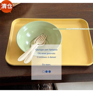 彩色托盘 韩式 奶油色系小麦秸秆托盘长方形餐盘早餐盘 blue 走失