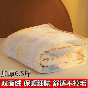 水星家纺 冬季毛毯加厚6.5斤保暖盖毯双层超厚拉舍尔毯子单人双人