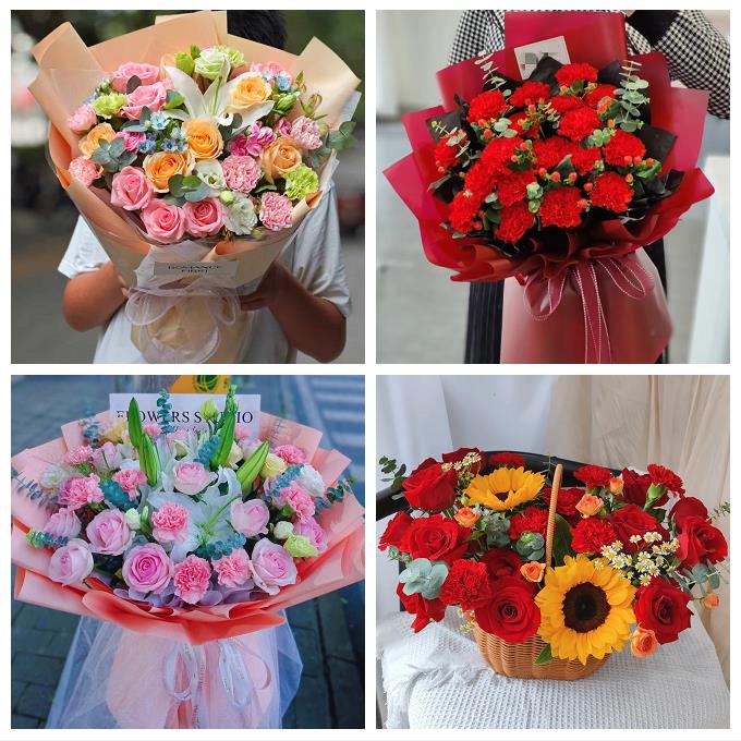 烟台市蓬莱招远栖霞市海阳市同城鲜花店配送教师节康乃馨百合花束