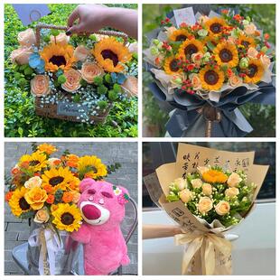 河北保定曲阳县望都县易县蠡县同城鲜花店学生高考向日葵玫瑰花束