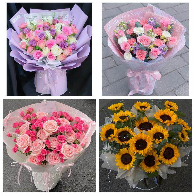 向日葵玫瑰混搭花束送朋友陕西咸阳市彬县长武县旬邑县同城鲜花店