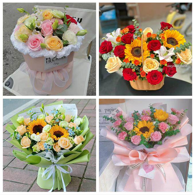 河北邯郸市磁县邱县鸡泽广平县同城鲜花店向日葵玫瑰混搭生日花束