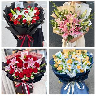 自贡市自流井区贡井区大安区同城鲜花店玫瑰百合花束送老婆女朋友