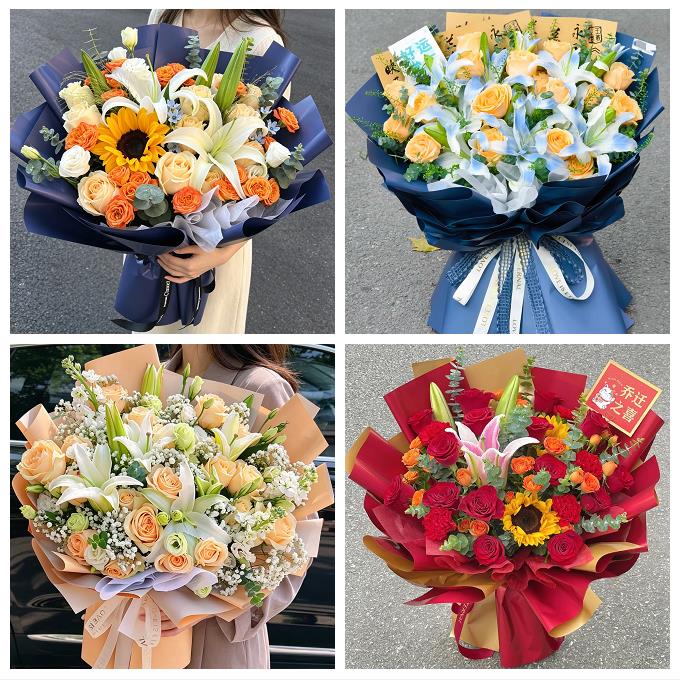 送咸阳市淳化县武功县兴平市同城鲜花店玫瑰百合花束送老婆女朋友
