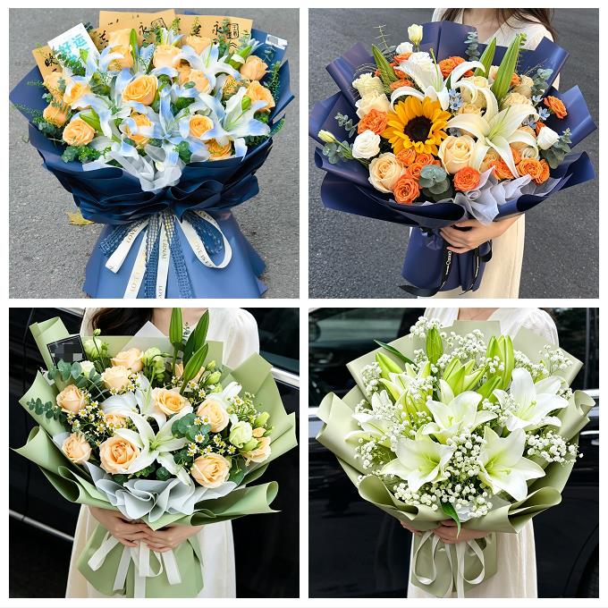 送四川省内江市资中县隆昌县同城鲜花店玫瑰百合花束送老婆女朋友