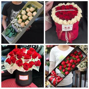 上海市徐汇区华泾镇徐家汇街道鲜花店同城配送女朋友情人节红玫瑰