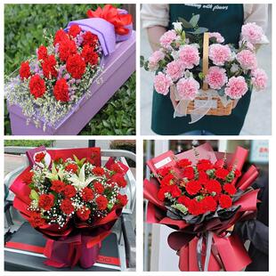 送松原市长岭县乾安县扶余市同城鲜花店38女王节康乃馨送妈妈婆婆