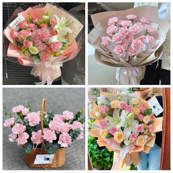 送上海市青浦区重固镇白鹤镇同城鲜花店康乃馨花束送长辈父母生日