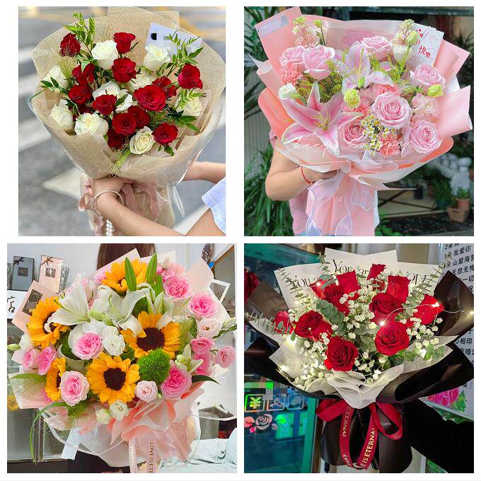 向日葵玫瑰混搭花束送朋友淄博市周村区桓台高青沂源县同城鲜花店