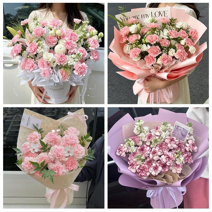 洛阳市栾川县嵩县汝阳宜阳县同城鲜花店送康乃馨百合长辈生日花束