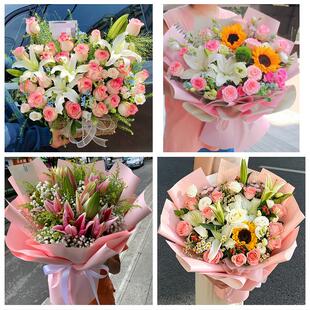 克拉玛依市独山子区白碱滩区同城鲜花店玫瑰百合花束送老婆女朋友