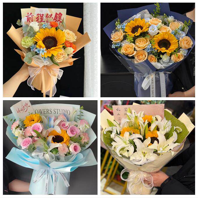 向日葵玫瑰混搭花束送朋友送宜宾市江安长宁县高县珙县同城鲜花店