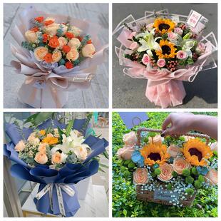 吉林延边龙井和龙市汪清安图县同城鲜花店学生高考向日葵玫瑰花束