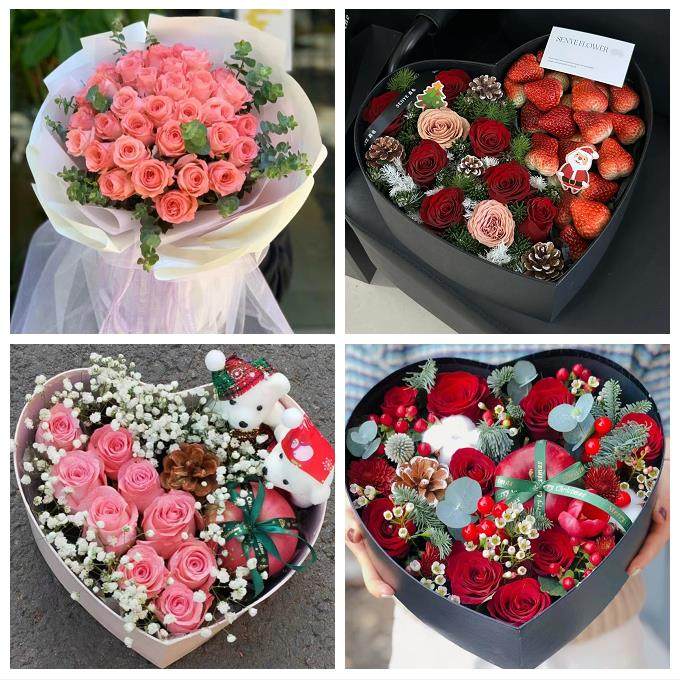 送深圳市光明新区公明龙华镇同城鲜花店平安夜玫瑰礼盒送女友老婆