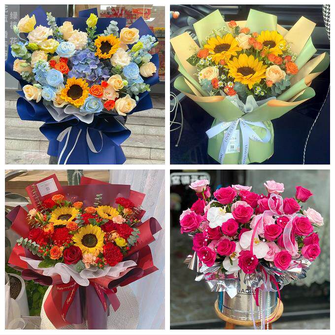 北京市房山区城关新镇向阳街道同城鲜花店向日葵玫瑰混搭生日花束