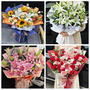 重庆市綦江大足区渝北巴南区同城鲜花店玫瑰百合花束送老婆女朋友