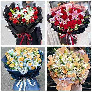 送绵阳市涪城区游仙区三台县同城鲜花店玫瑰百合花束送老婆女朋友