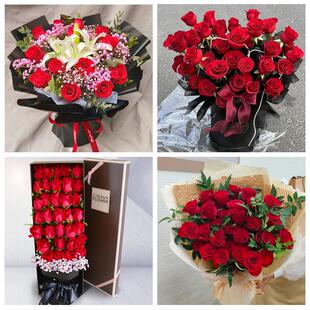 送吉林省白城市洮南市大安市同城鲜花店七夕玫瑰花束表白男女朋友