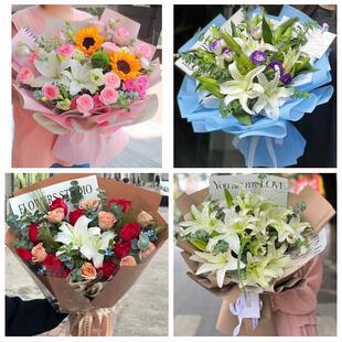 吐鲁番市高昌区鄯善托克逊县同城鲜花店玫瑰百合花束送老婆女朋友