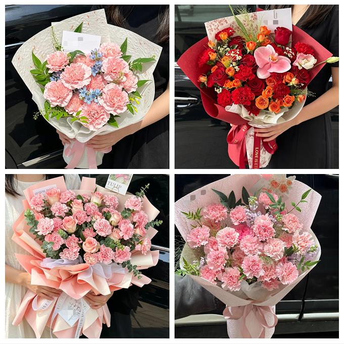 北京石景山区广宁五里坨鲁谷同城鲜花店送康乃馨百合长辈生日花束