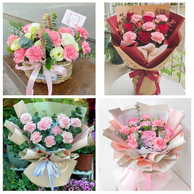 送青岛市即墨市平度市莱西市同城鲜花店38节康乃馨百合花束送长辈