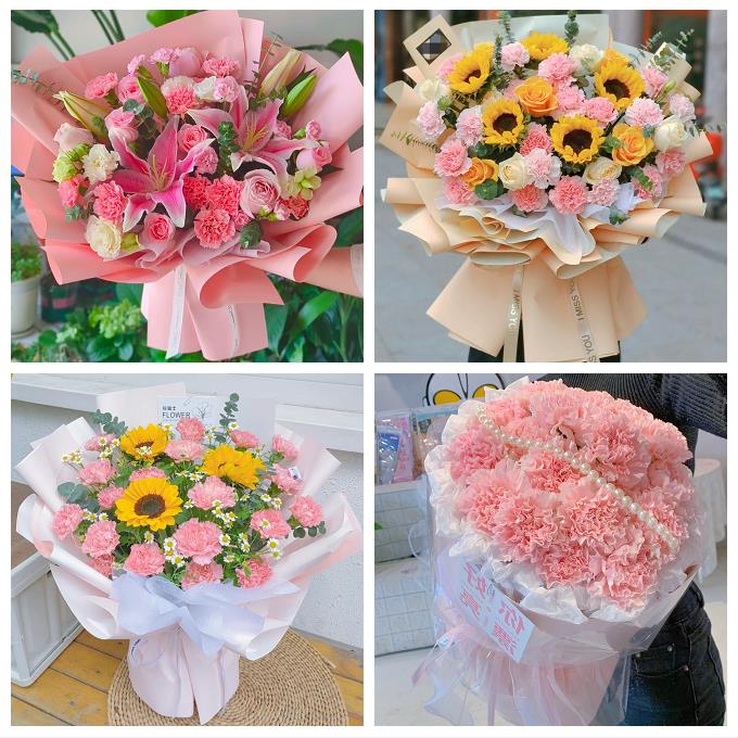 送内江市市中区东兴区威远县同城鲜花店配送教师节康乃馨百合花束