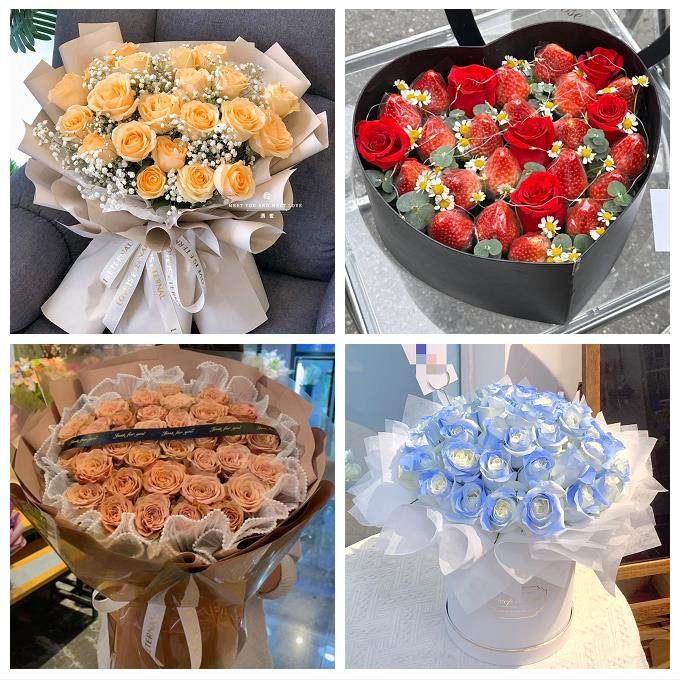 山东淄博周村区桓台高青沂源县鲜花店同城配送女朋友草莓玫瑰花束