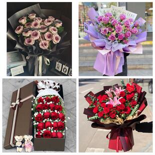 上海浦东新区花木川沙新高桥镇同城鲜花店送11朵33枝玫瑰表白女友