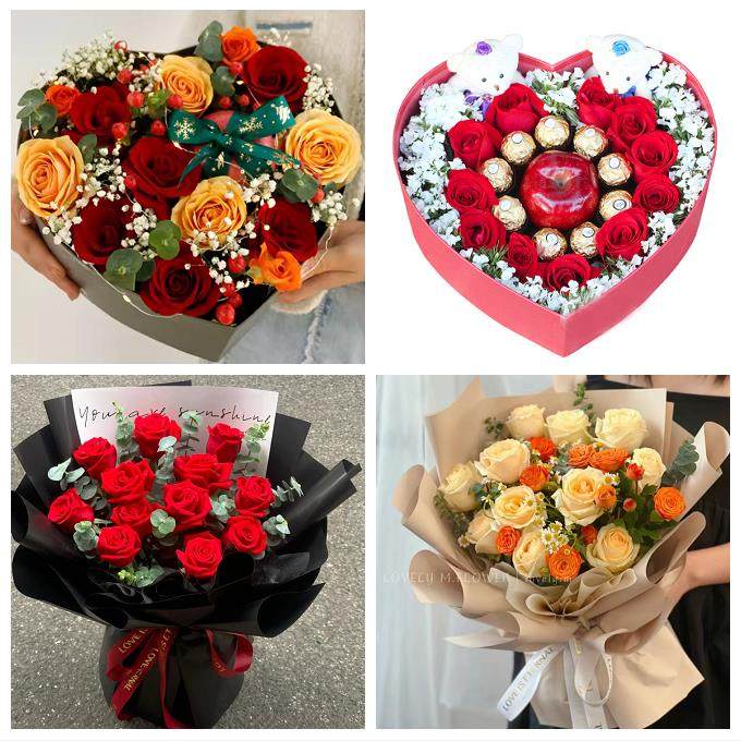 潍坊市潍城寒亭区坊子奎文区同城鲜花店平安夜玫瑰礼盒送女友老婆