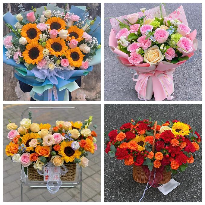 广西玉林市玉州区容县陆川县同城鲜花店玫瑰混搭花束配送领导女友