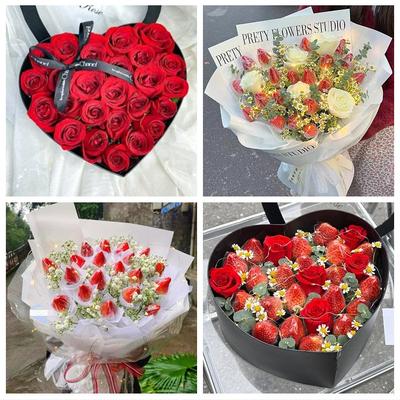 重庆市大渡口区九宫庙茄子溪街鲜花店同城配送女朋友草莓玫瑰花束