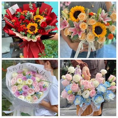 重庆沙坪坝区山洞新桥天星桥同城鲜花店玫瑰向日葵绣球送朋友生日