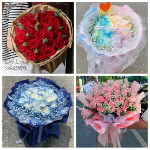 红河州个旧开远蒙自市屏边县同城鲜花店女神节玫瑰花束送老婆女友