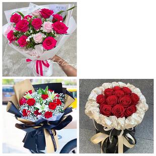 送长春市九台区榆树市德惠市同城鲜花店女神节玫瑰花束送老婆女友