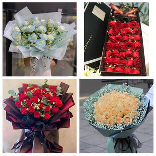 山东省滨州市经济开发区滨城区同城鲜花店送11朵33枝玫瑰表白女友