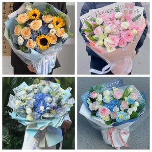 南阳市唐河新野桐柏县邓州市同城鲜花店玫瑰向日葵绣球送朋友生日