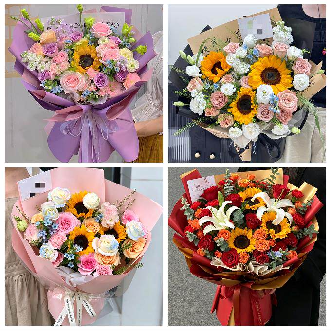 中高考向日葵玫瑰混搭花束广西玉林市博白兴业县北流市同城鲜花店
