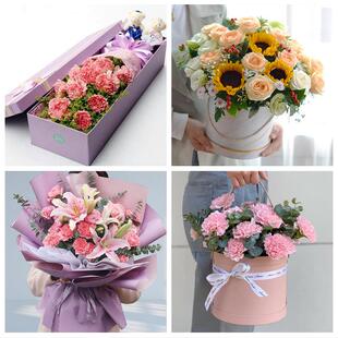 保定市唐县高阳容城县涞源县同城鲜花店38节康乃馨百合花束送长辈