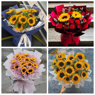 北京昌平区城北南口马池口地区同城鲜花店学生高考向日葵玫瑰花束