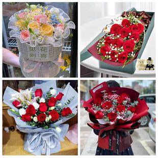 天津市河西区东海街道梅江街道同城鲜花店送11朵33枝玫瑰表白女友