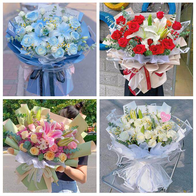 送咸阳市淳化县武功县兴平市同城鲜花店送闺蜜女朋友百合玫瑰花束