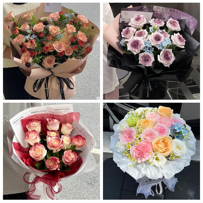 上海市崇明县城桥镇堡镇附近同城鲜花店送卡布碎冰蓝玫瑰生日花束