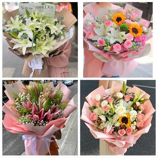 威海市环翠文登区荣成乳山市同城鲜花店玫瑰百合花束送老婆女朋友