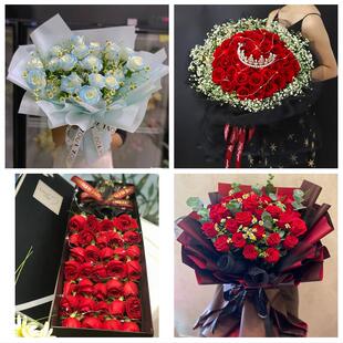 山东聊城市东昌府区阳谷县附近同城鲜花店送11朵33枝玫瑰表白女友