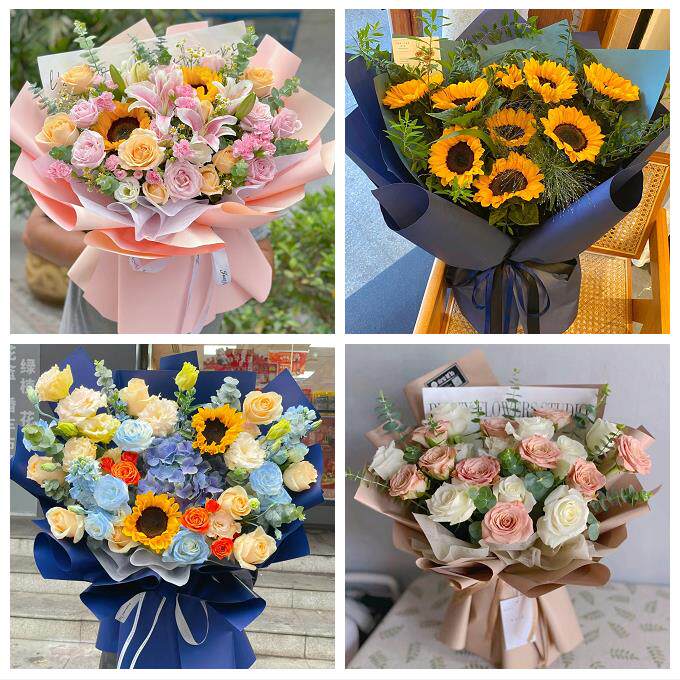 阿图什市喀什市疏勒泽普莎车县同城鲜花店向日葵玫瑰混搭生日花束