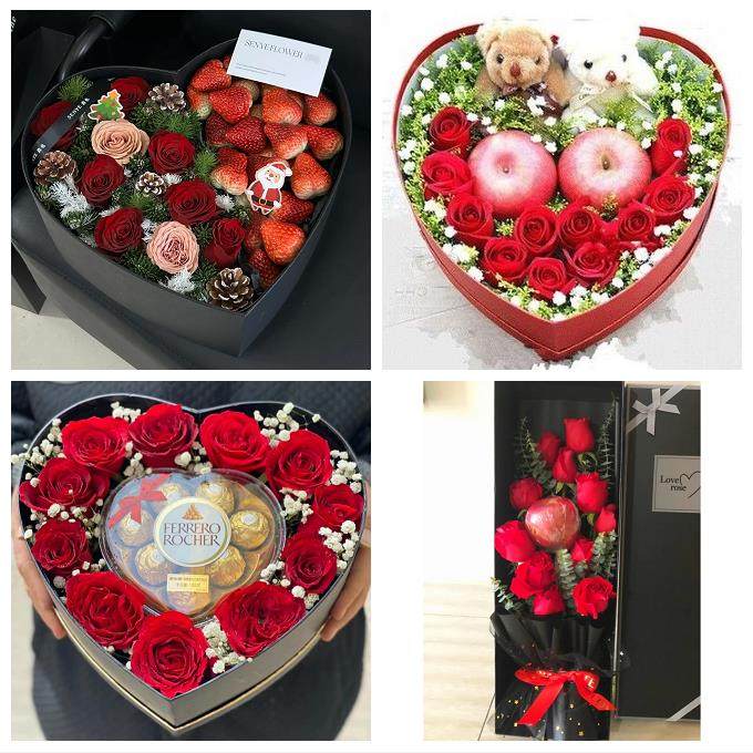 中卫市沙坡头区中宁县海原县同城鲜花店平安夜玫瑰礼盒送女友老婆