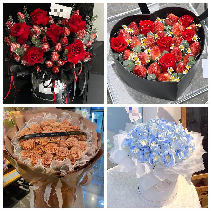 广西贵港市港北区港南区覃塘区鲜花店同城配送女朋友草莓玫瑰花束