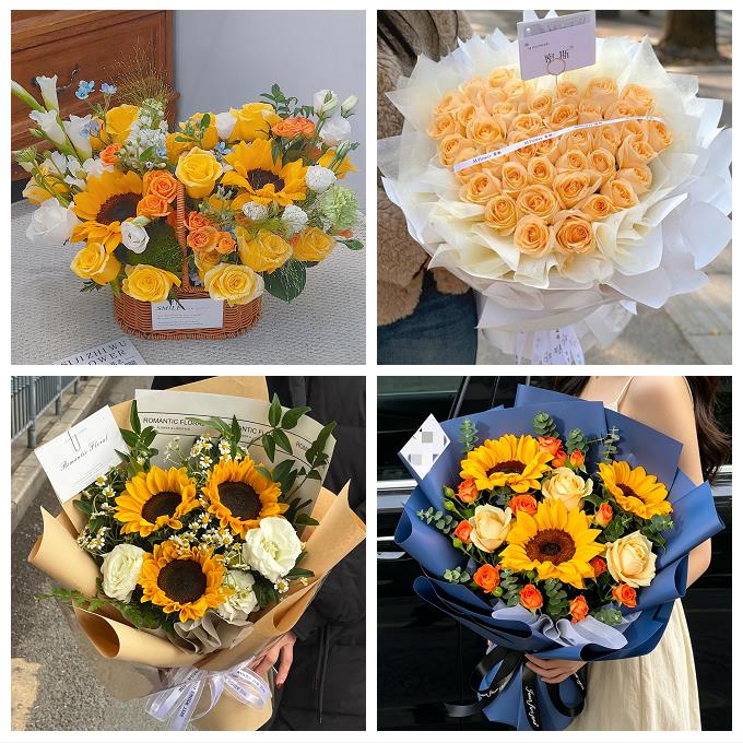 锦州市黑山县义县凌海北镇市同城鲜花店送男士朋友向日葵玫瑰花束