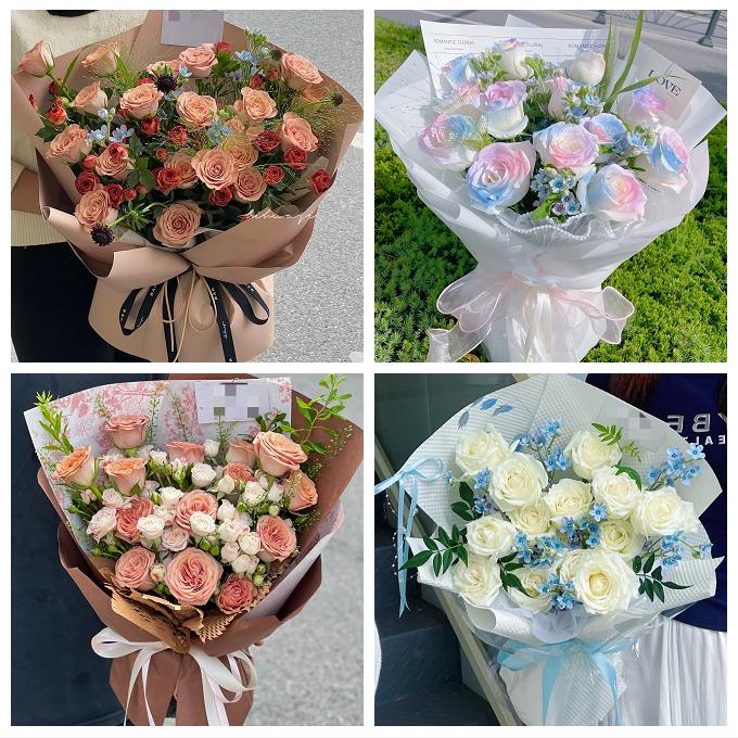 送常州市武进区溧阳市金坛区同城鲜花店送卡布碎冰蓝玫瑰生日花束