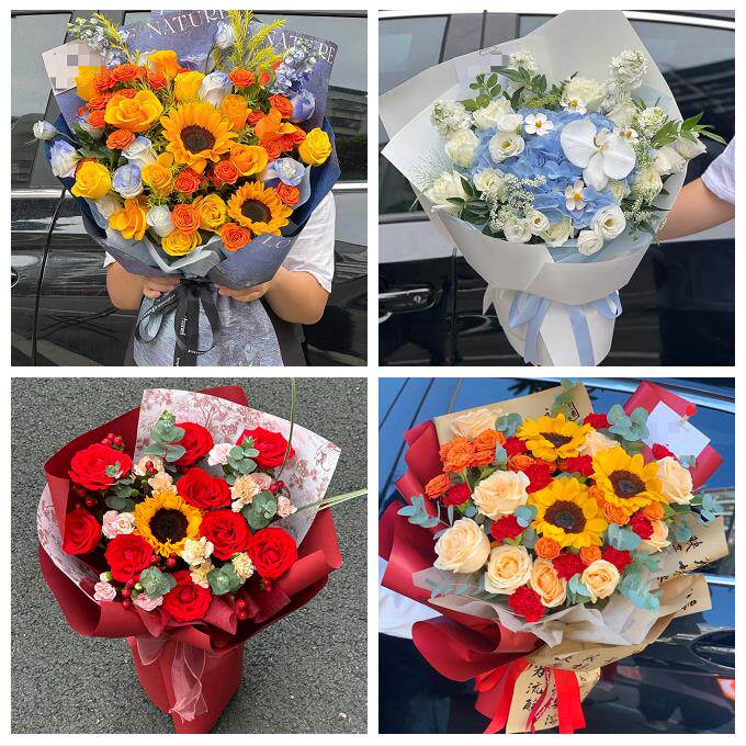 向日葵玫瑰混搭花束送朋友送黄冈市英山县浠水县蕲春县同城鲜花店